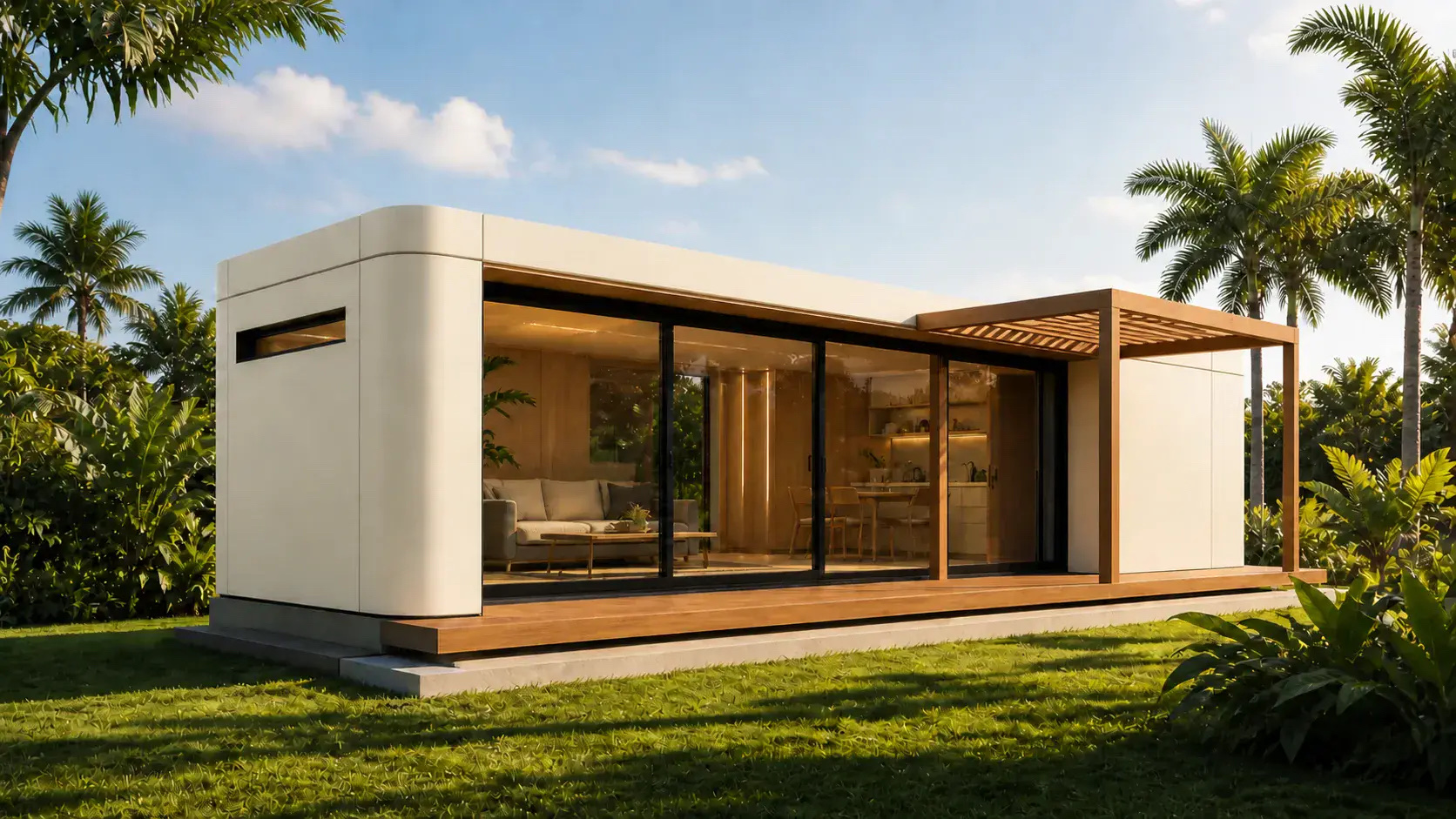 Casa Compact Pergolado no acabamento Bege Vanilla